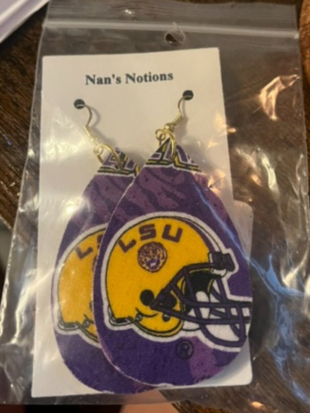Super Cute & Lightweight Handmade LSU Hook Earrings NEW